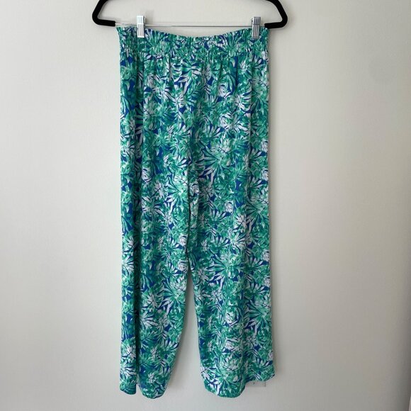 Land and Sea Linen Blend Relaxed Pants Womens L Front‎ Leg Slit Elastic Waist - Picture 6 of 8